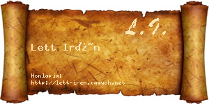 Lett Irén névjegykártya
